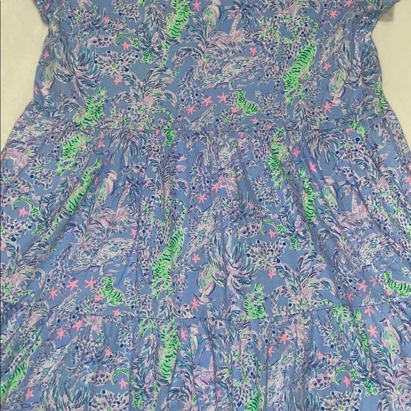 Lilly Pulitzer Womens Blue Jungle Animal Print Short Sleeve Dress - Picture 4 of 5